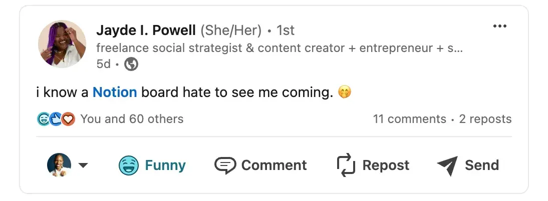 jayde powell funny linkedin post