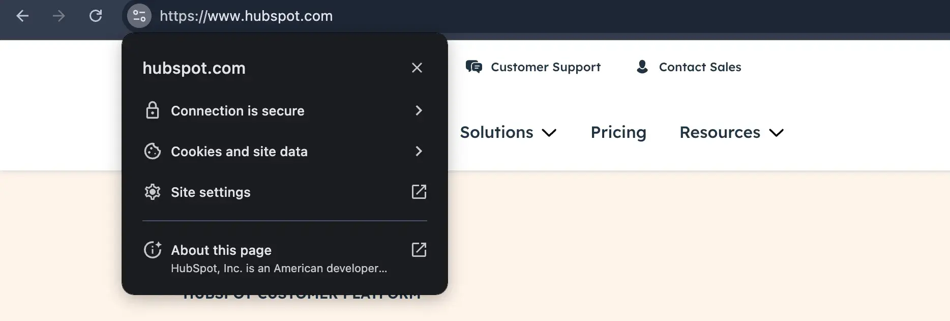 Screenshot of ̽ѡs homepage showing the padlock icon in the address bar and https encryption
