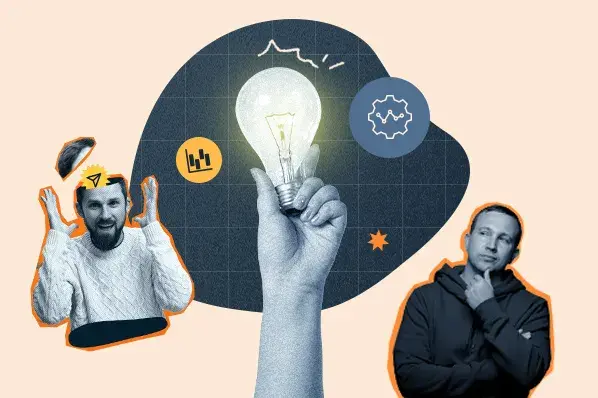 Startup distribution engine graphic with a lightbulb for ideas, and images of MATG hosts Kipp Bodnar and Kieran Flanagan