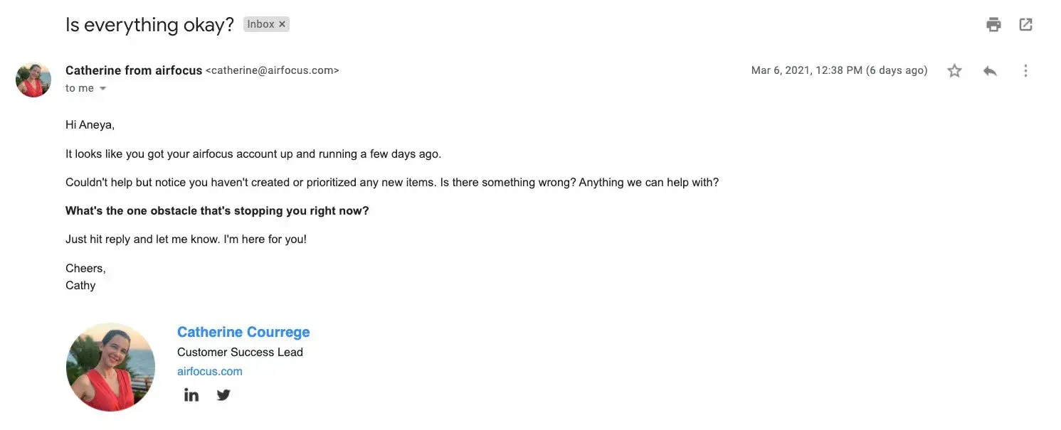 example of an email that would be one of the strategies to reduce customer churn