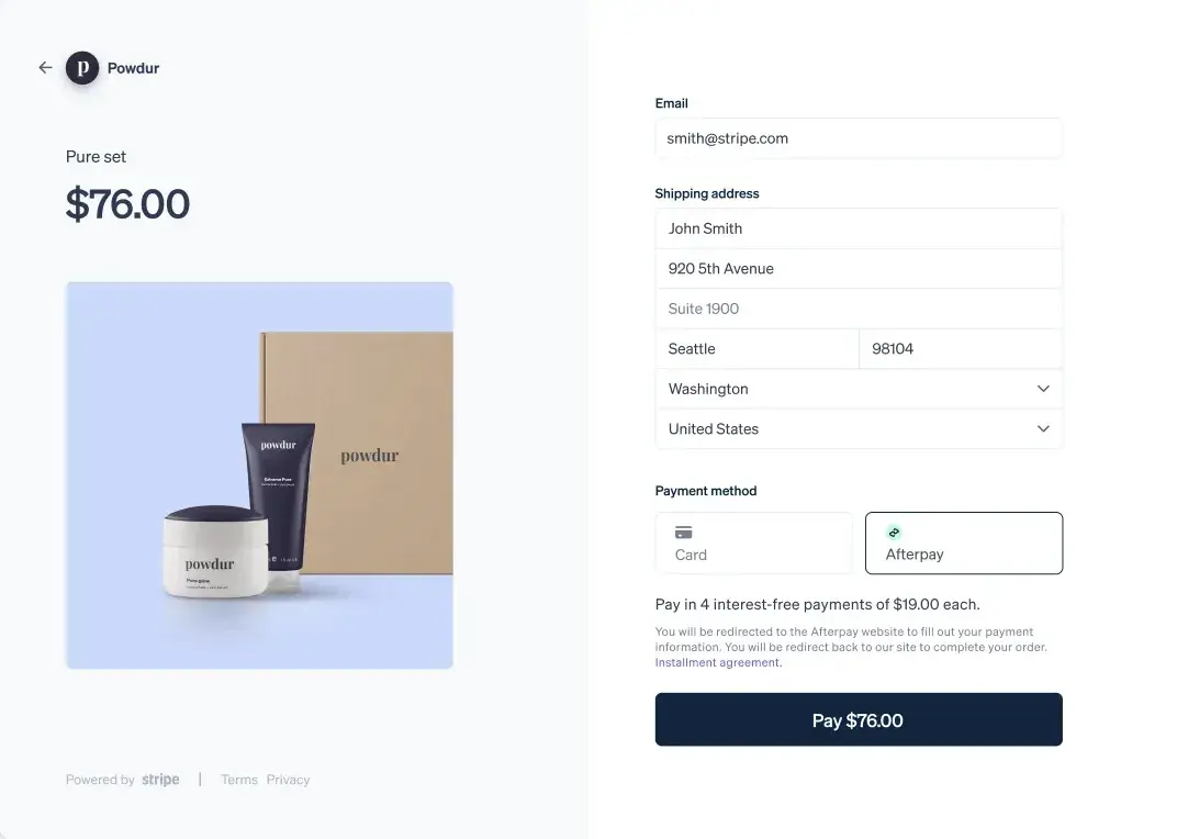 types of payments example, Stripe Payments