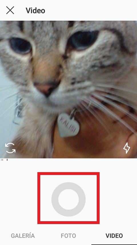 Cómo grabar un video para Instagram: botón de grabación