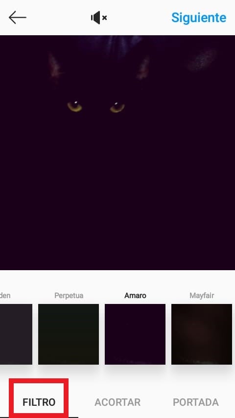 Cómo subir videos al feed de Instagram: seleccionar un filtro