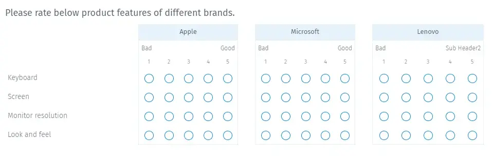 side-by-side matrix survey question example 2