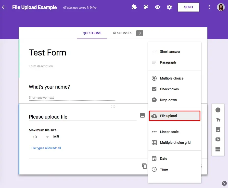 survey question examples: data upload