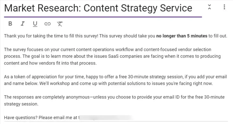 survey introduction example from tanaaz khan