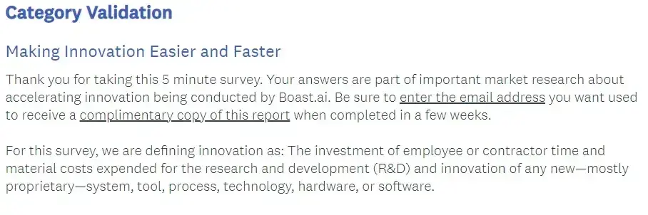 survey introduction example from boast.ai