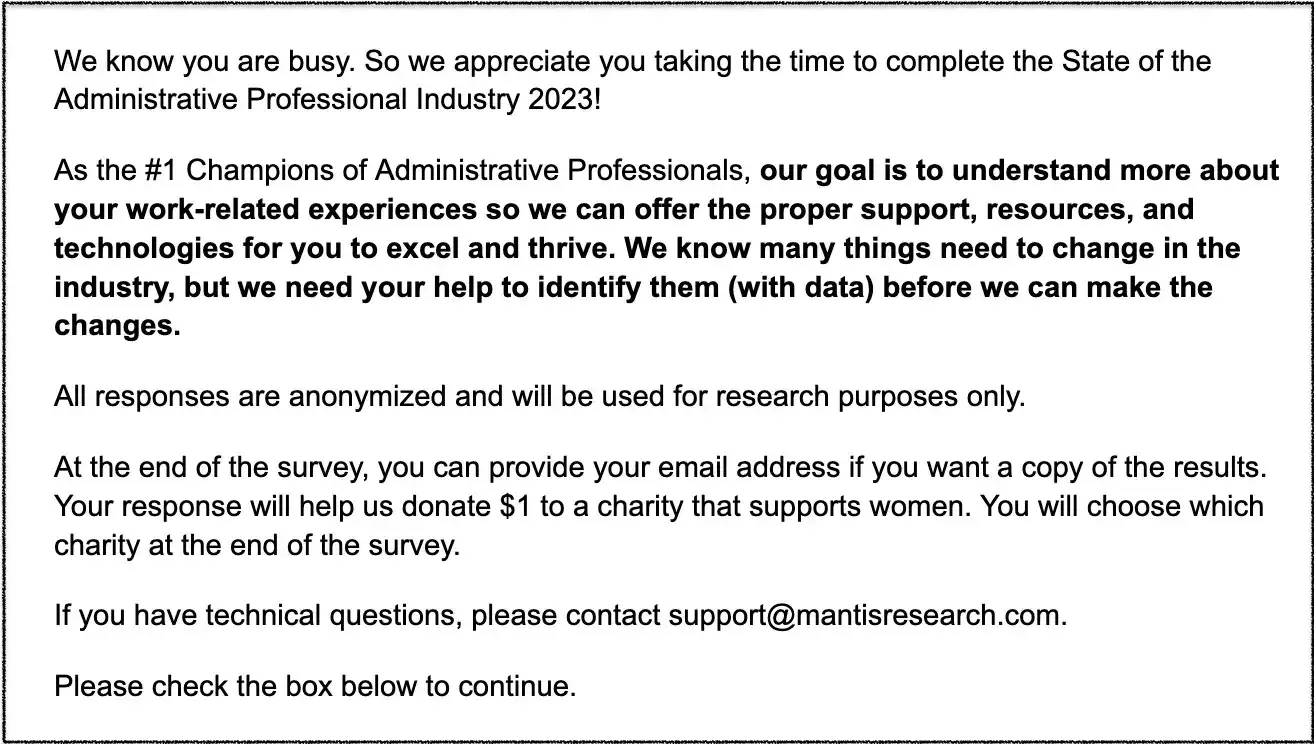 survey introduction example from mantis research