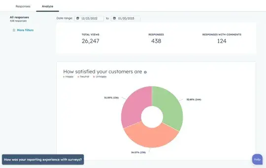 interface from hubspots customer feedback software