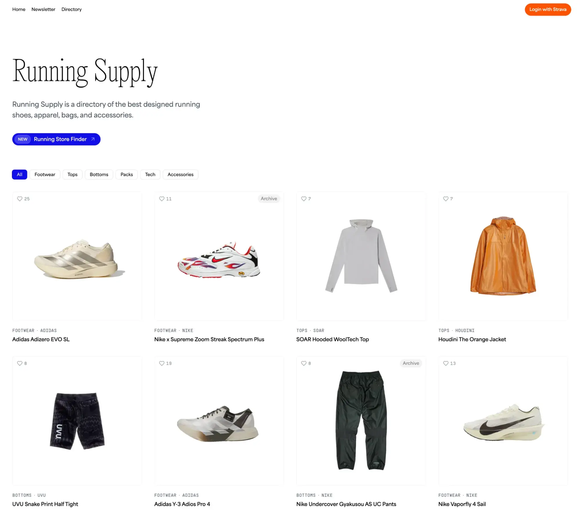 sustainable web design examples: running supply