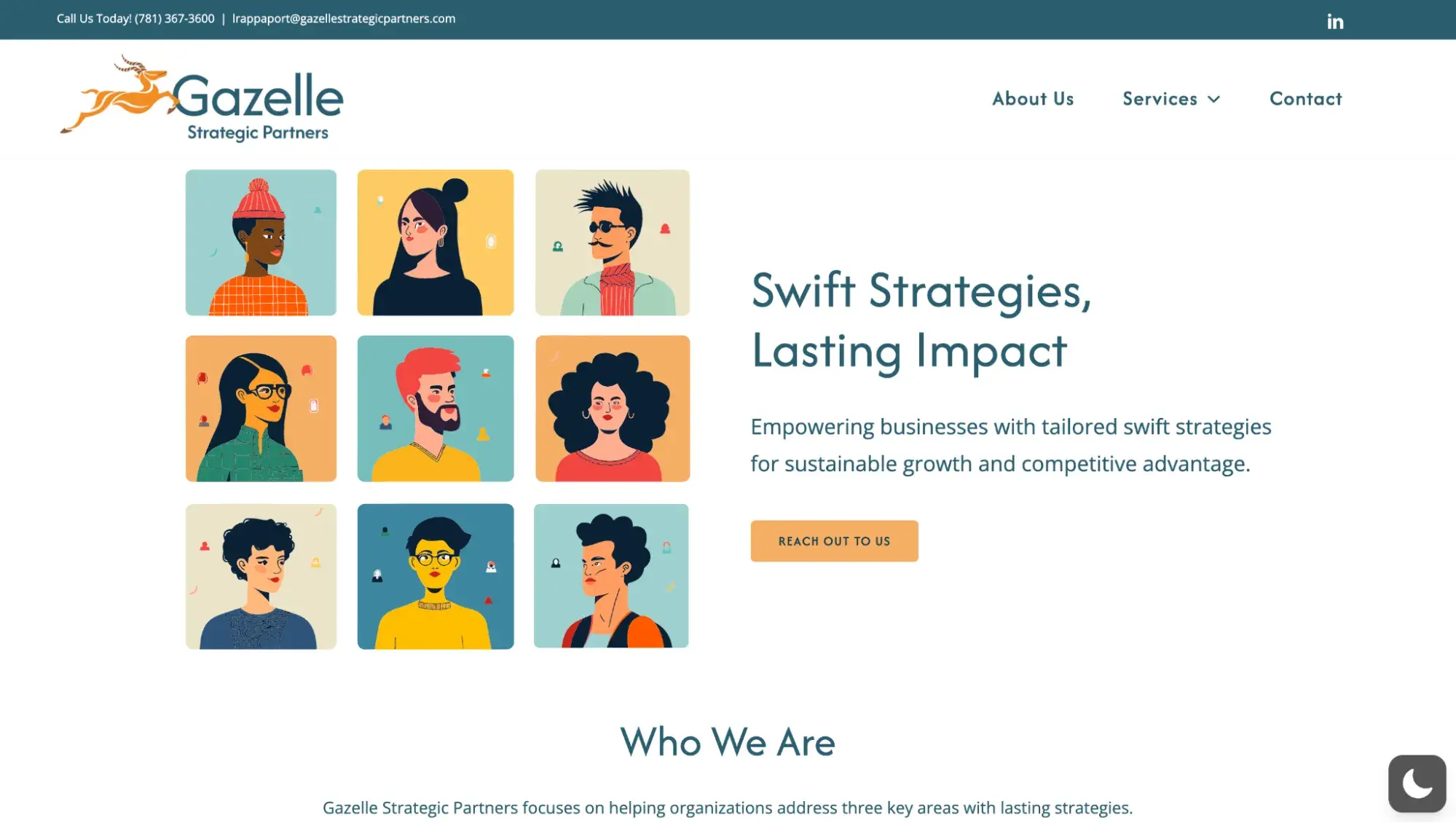 sustainable website design examples: gazelle strategic partners