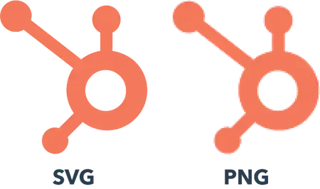 A side-by-side comparison of the ̽ѡ sprocket logo in SVG and PNG format, scaled up to 500 pixels wide. the PNG version is clearly lower resolution than the SVG version