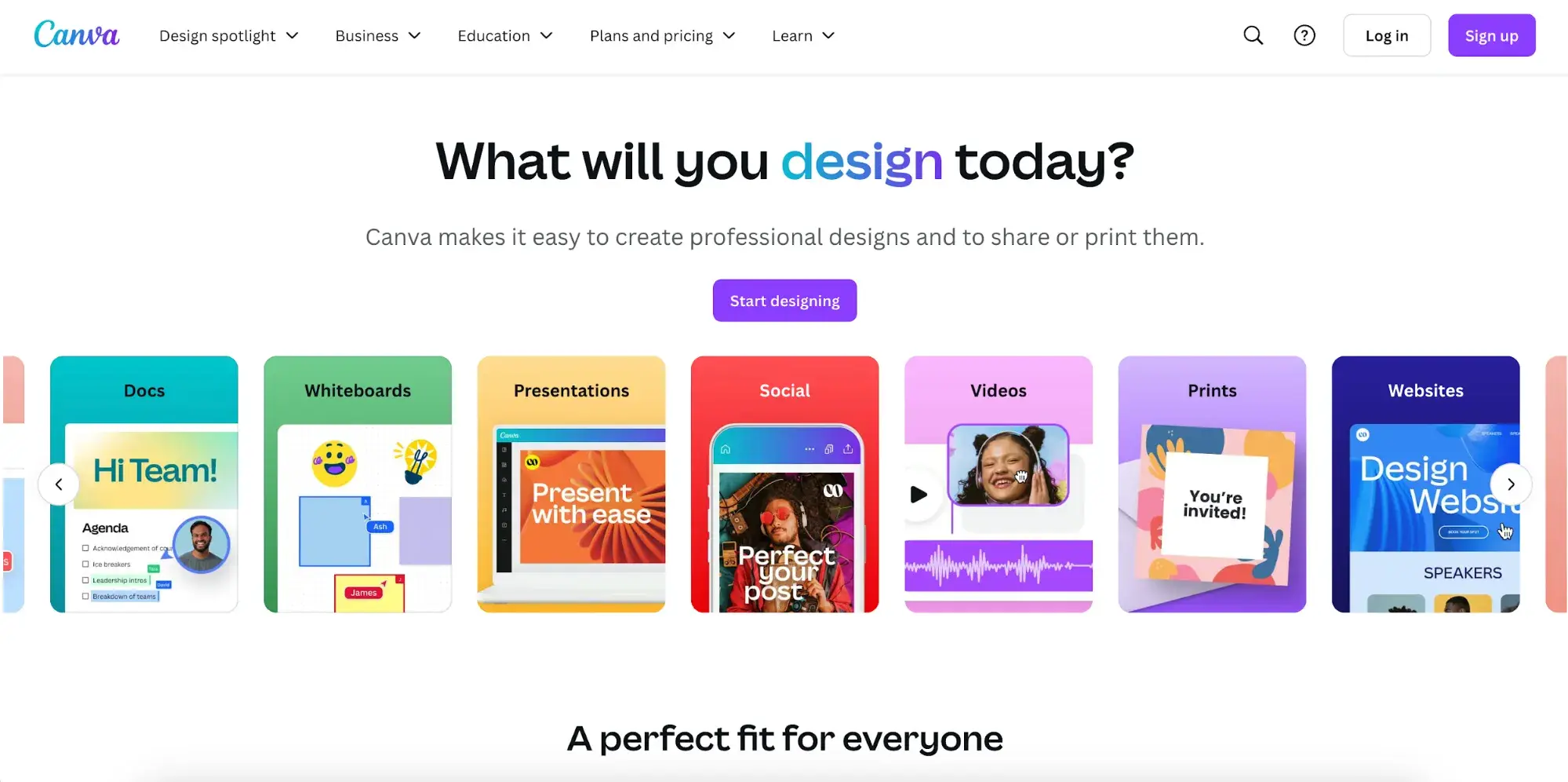 tech website design: Screenshot of Canvas website