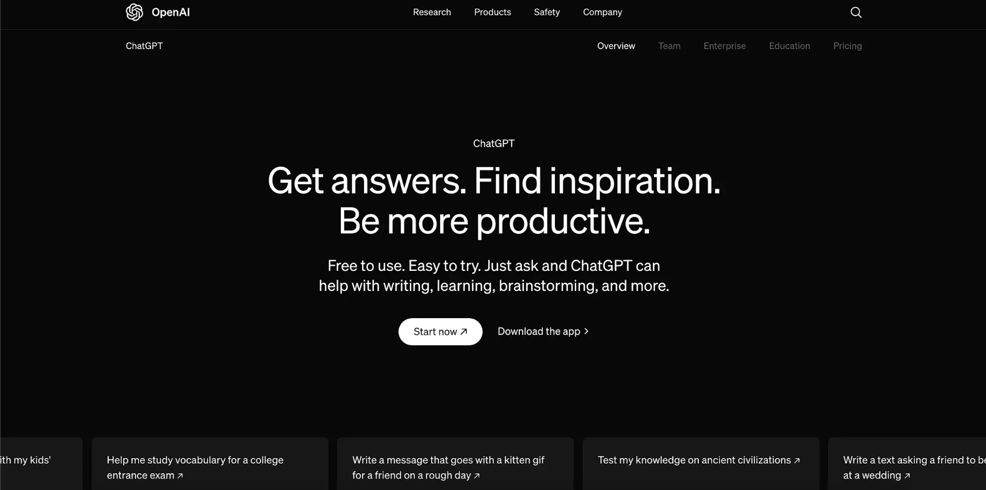 tech web design: Screenshot of ChatGPTs website