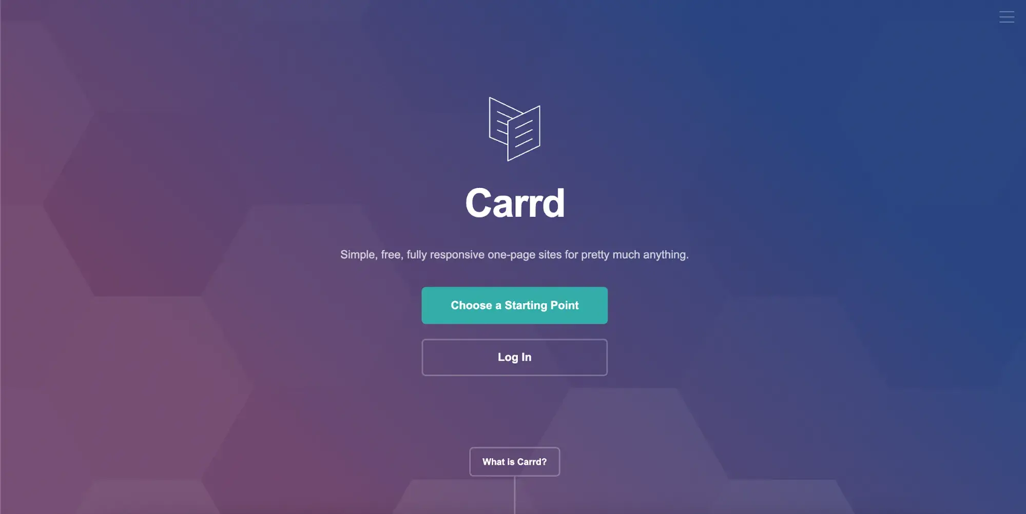 tech web design example: Screenshot of Carrds website