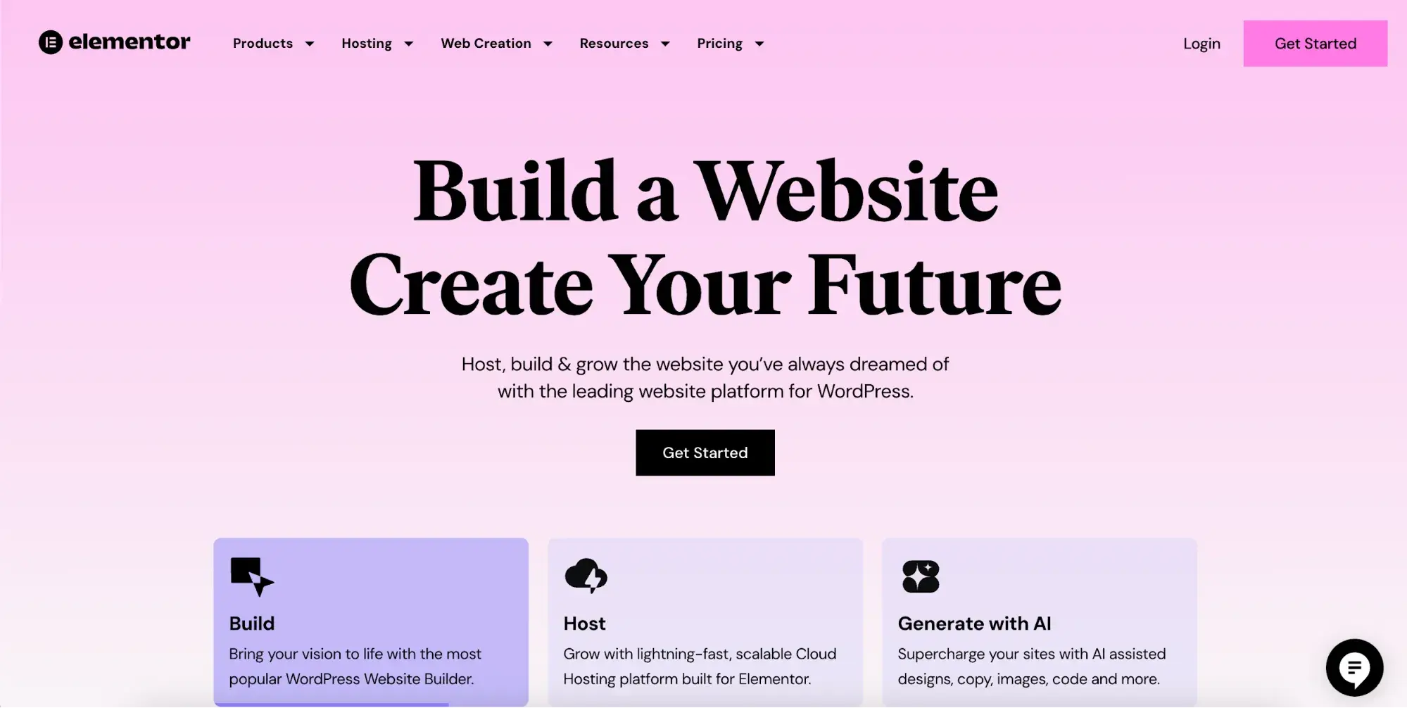 tech website design: Screenshot of Elementors website