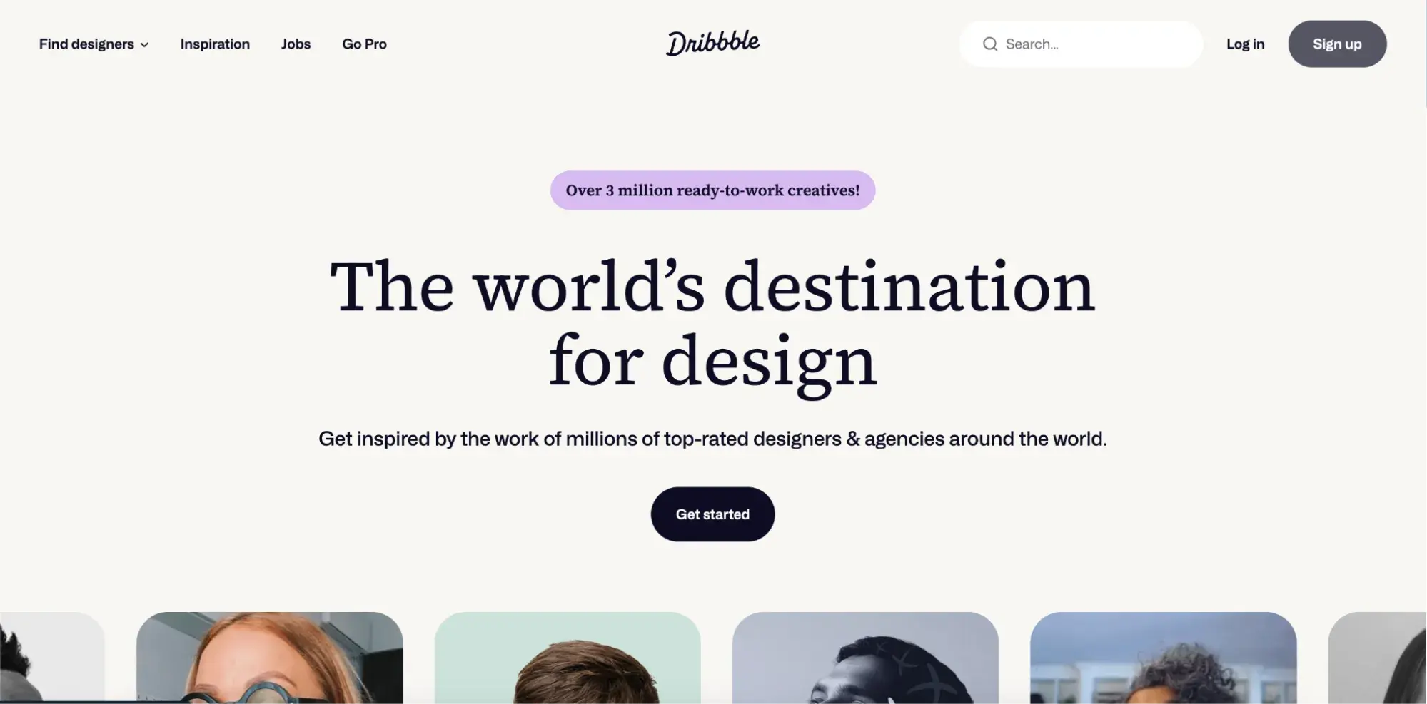 tech website design: Screenshot of Dribbbles website
