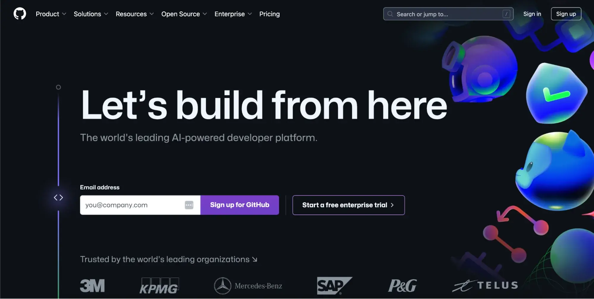tech website design: Screenshot of GitHubs website