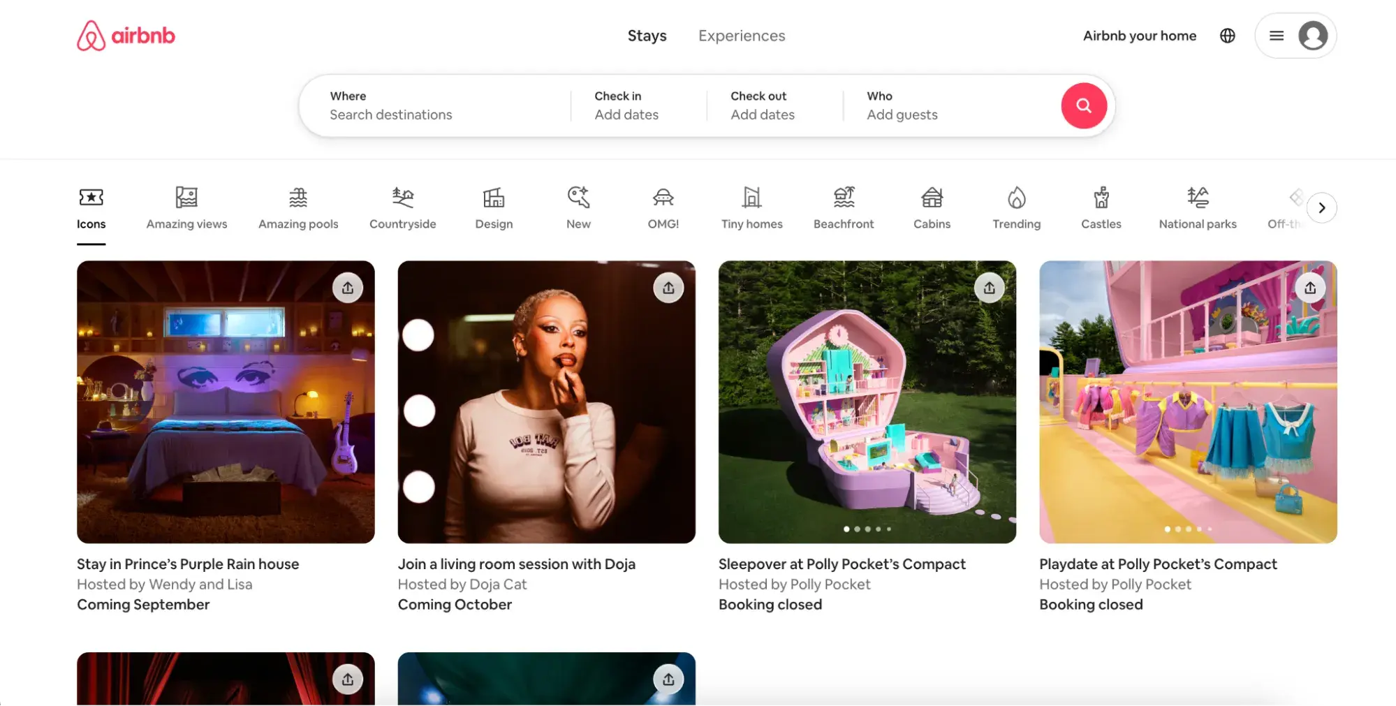 tech website design: Screenshot of Airbnbs website