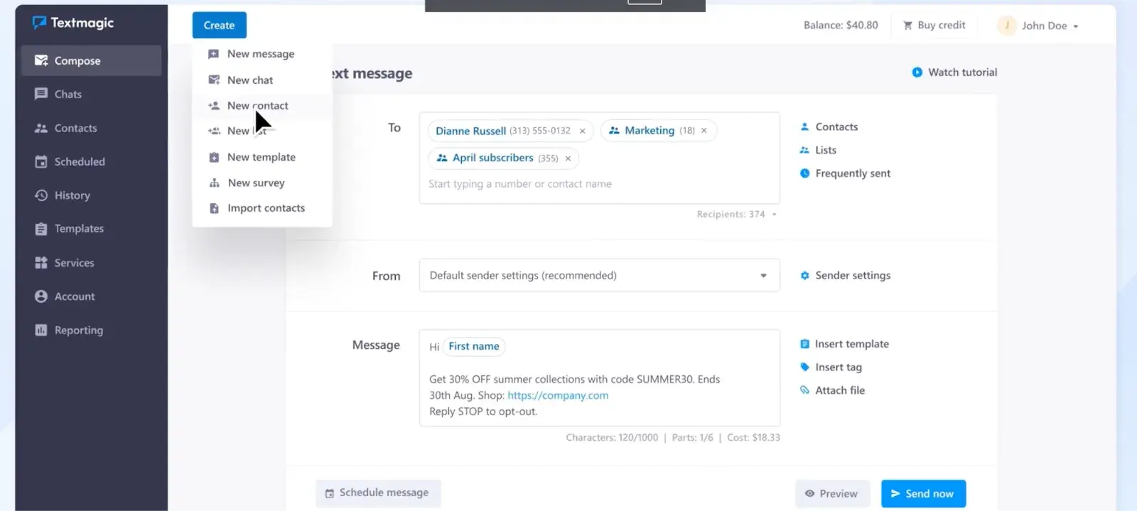 Textmagics interface
