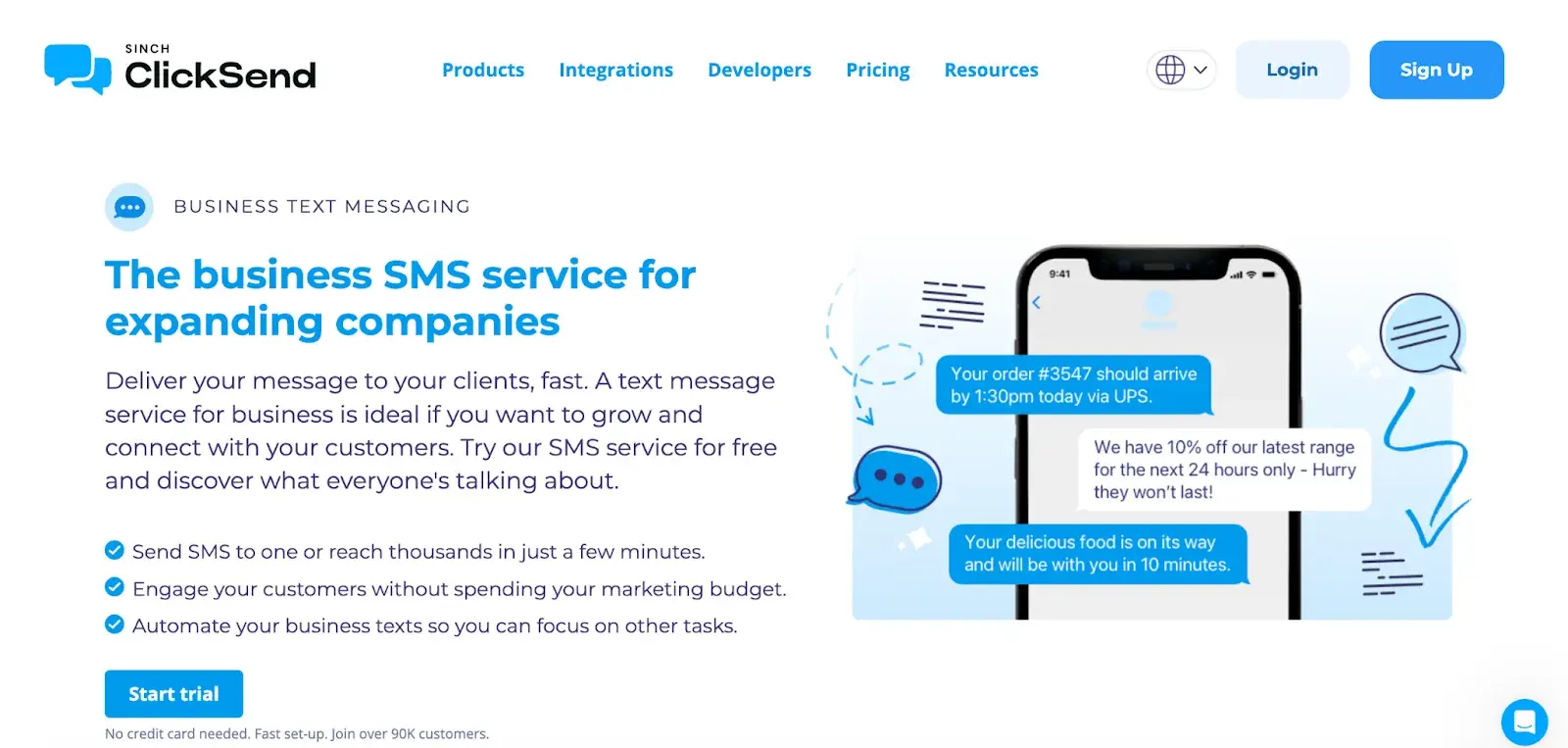 clicksends homepage
