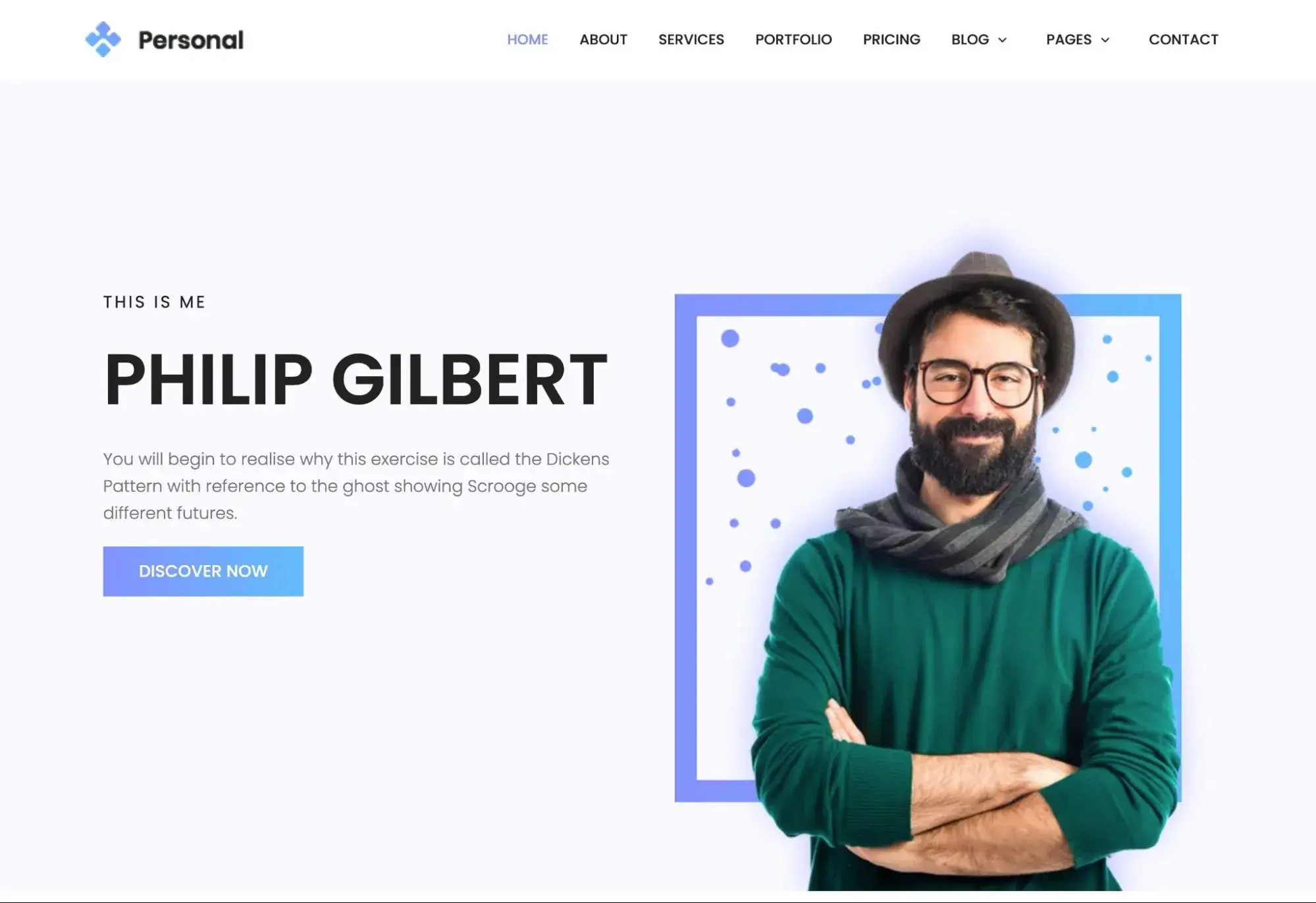 the personal simple bootstrap template from colorlib