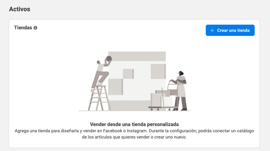 Página de inicio para crear una tienda en Facebook