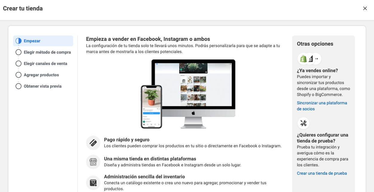 Cómo empezar a crear una tienda en Facebook