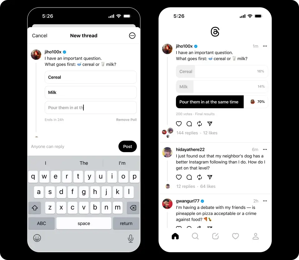 example of threads feed