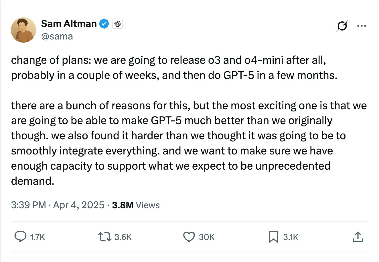 x for company product updates; openai
