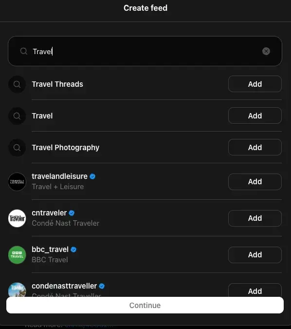 create your own threads feeds