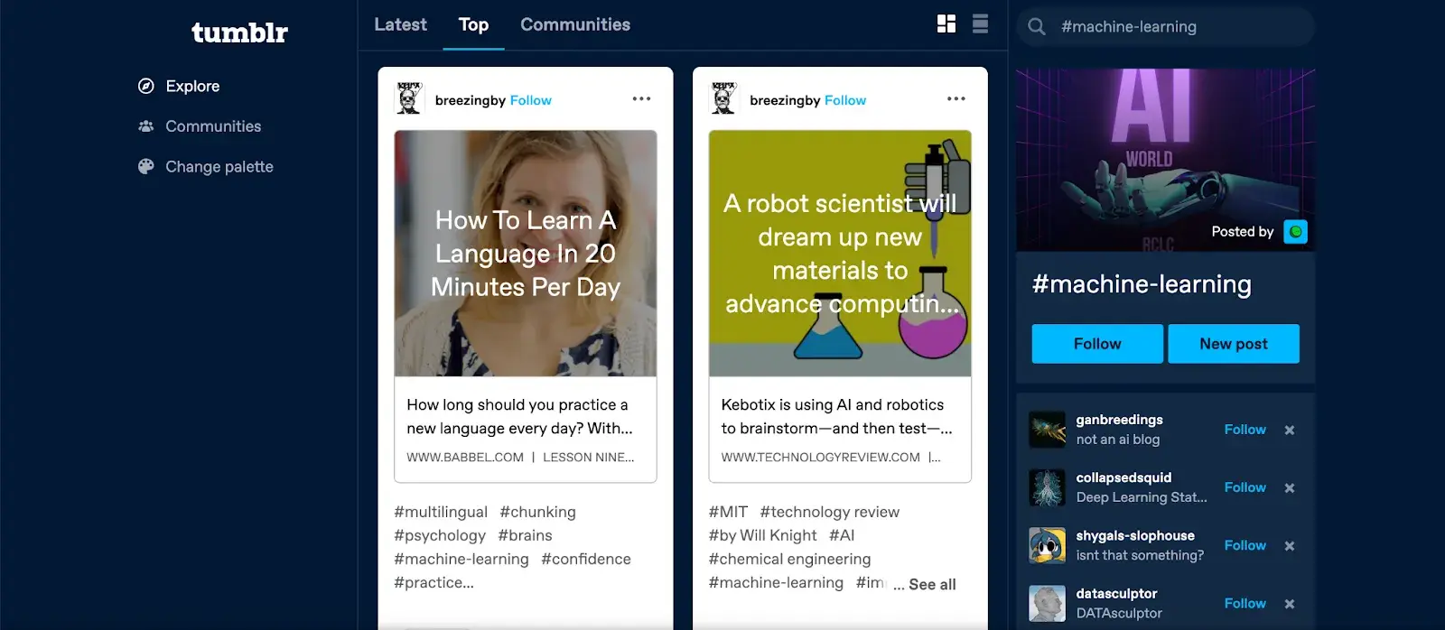 tumblr machine learning space