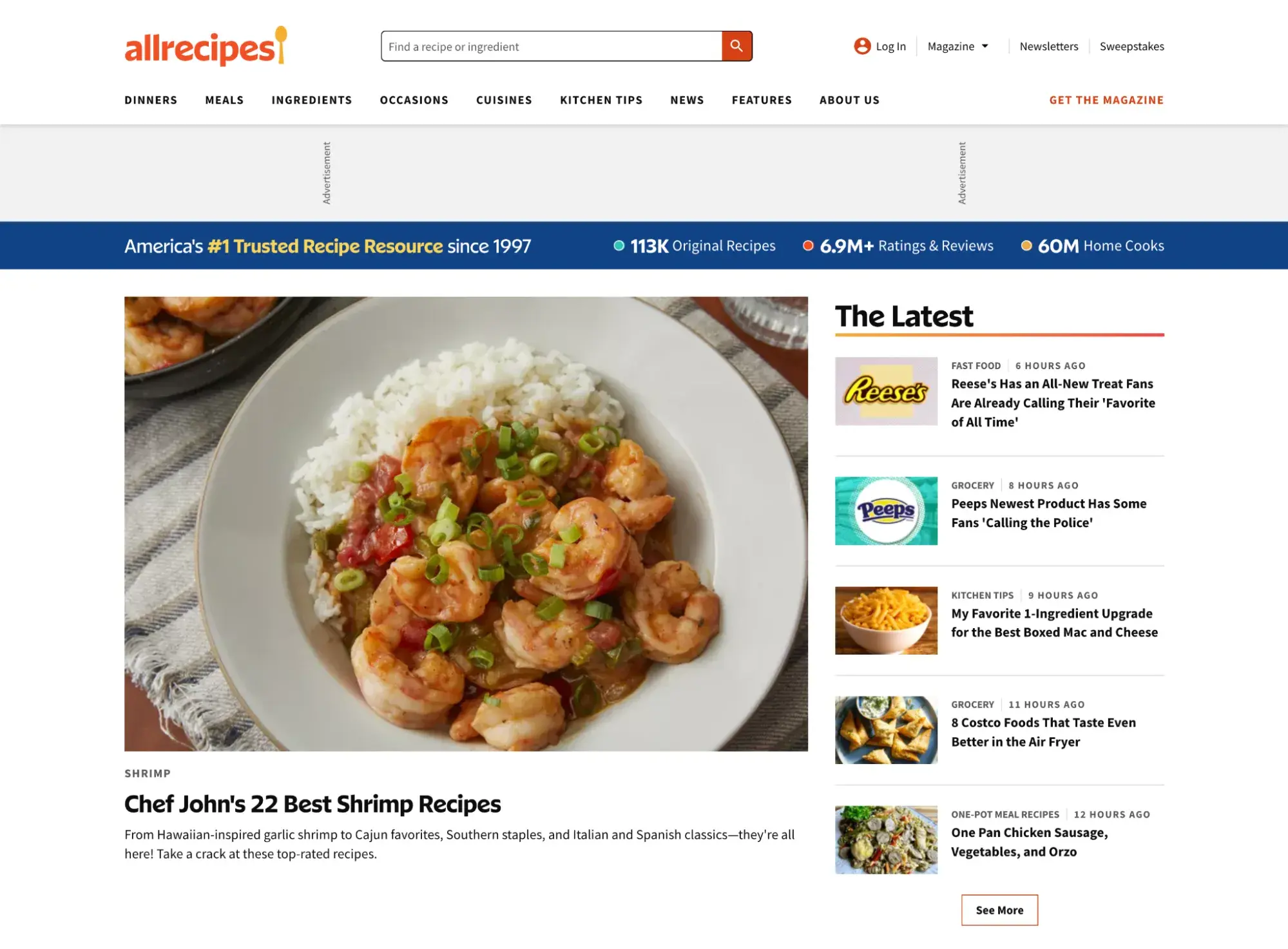 types of website examples, allrecipes