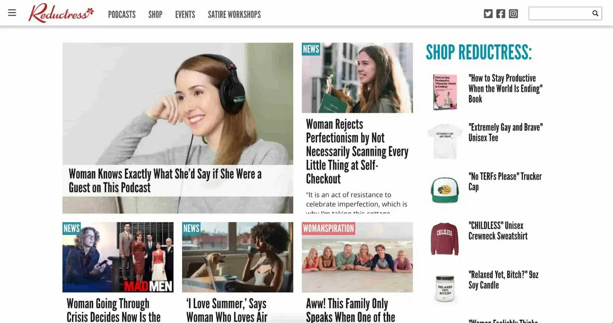 types of website examples, reductress