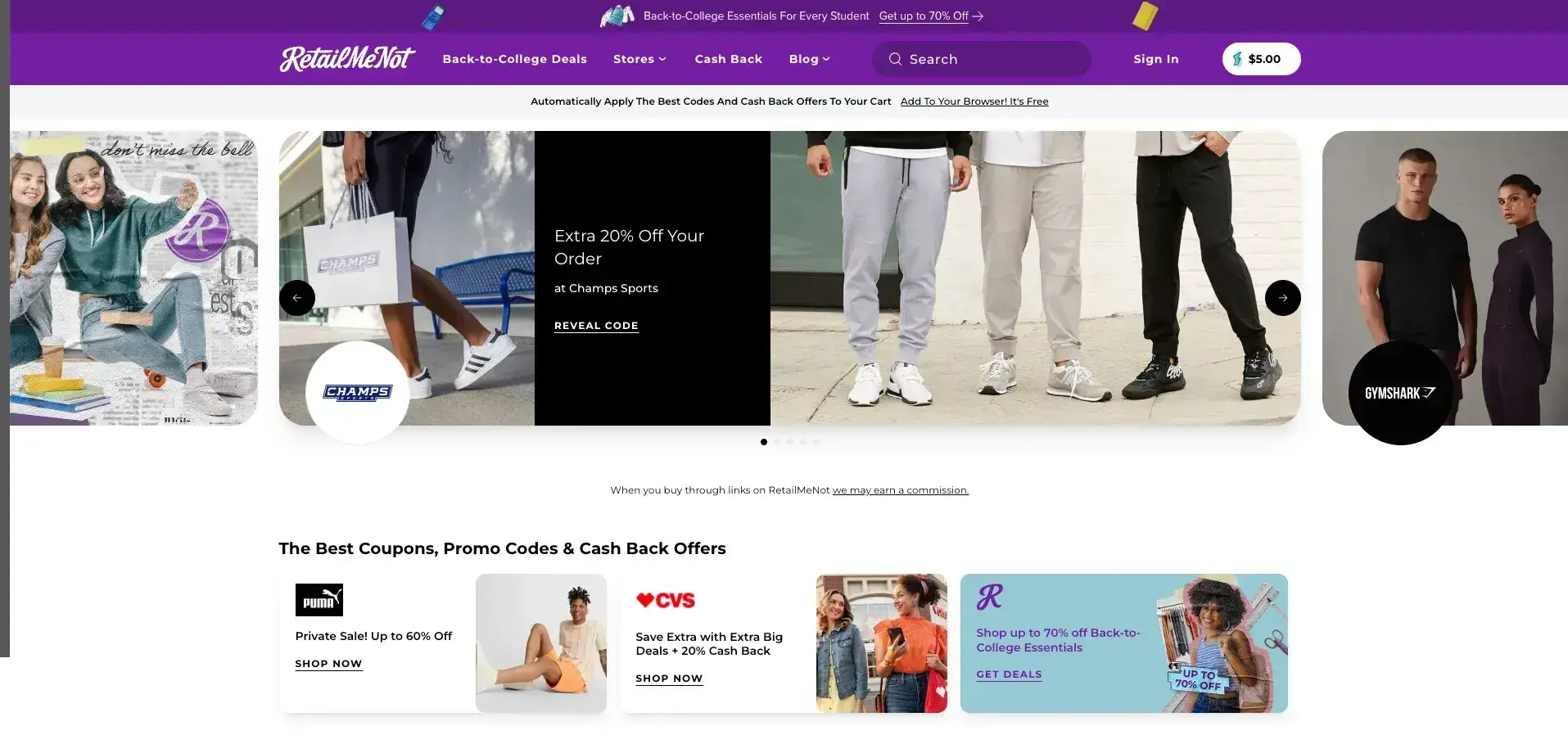 types of website examples, retail me not coupon website