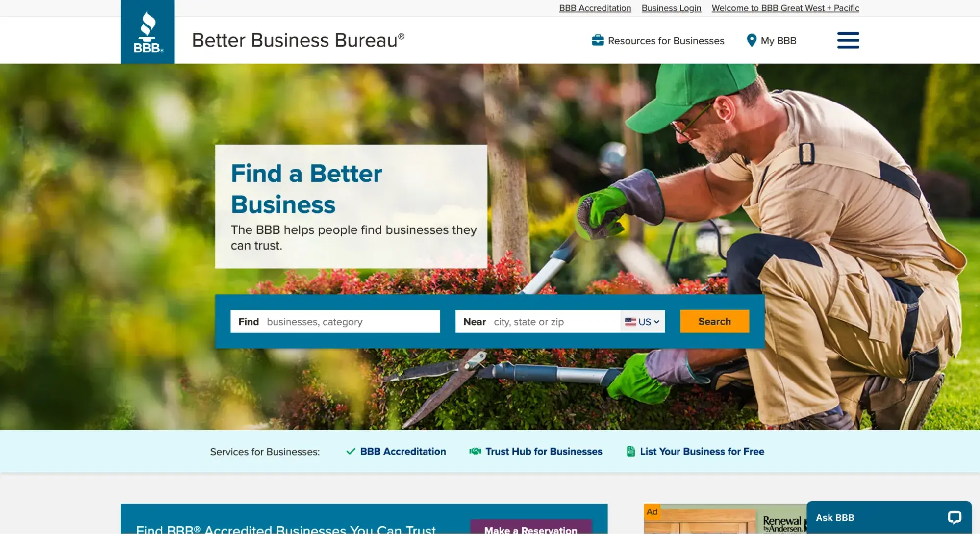 different types of websites: better business bureau directory website
