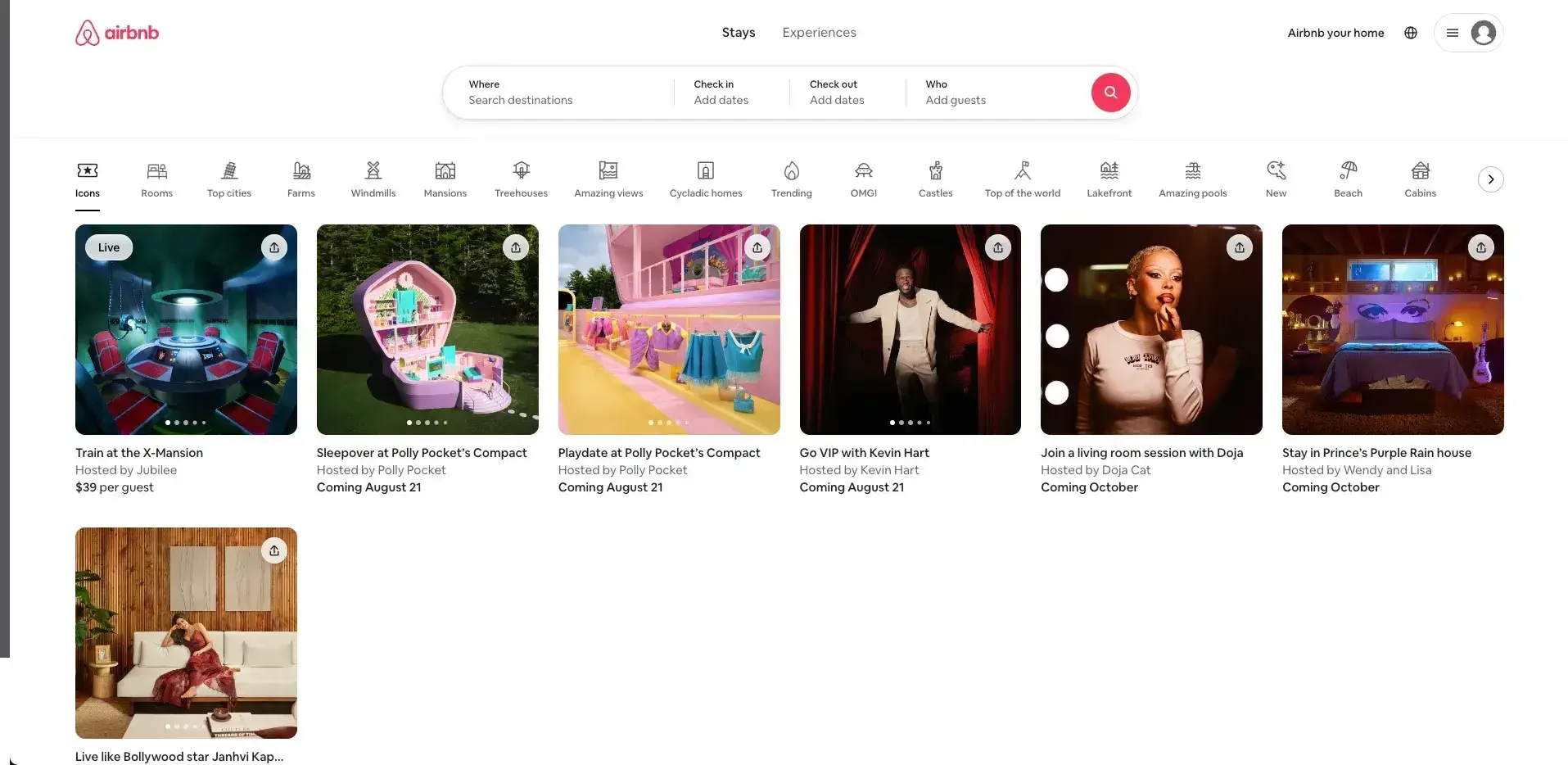types of website examples, airbnb booking website