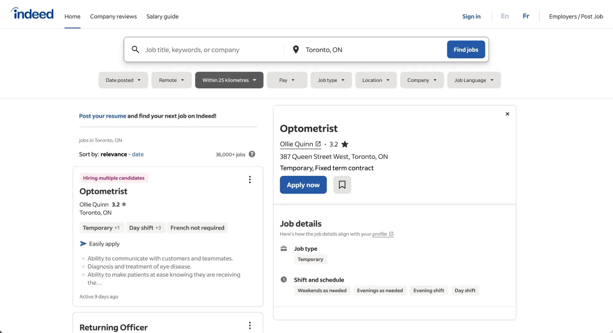 job board website example from indeed