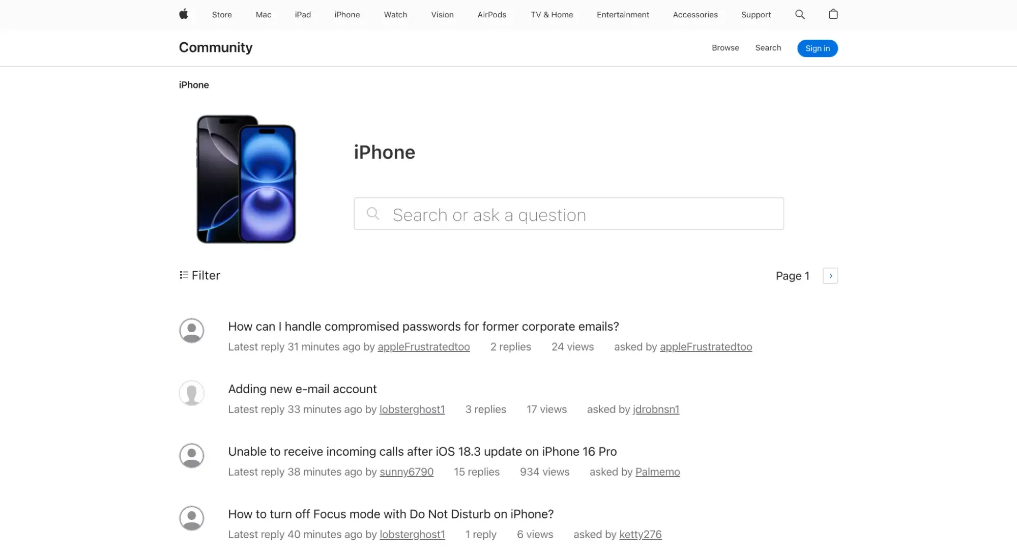 example of forum website from apple