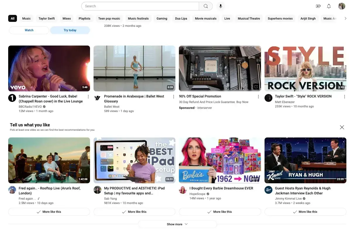 video streaming website example from youtube