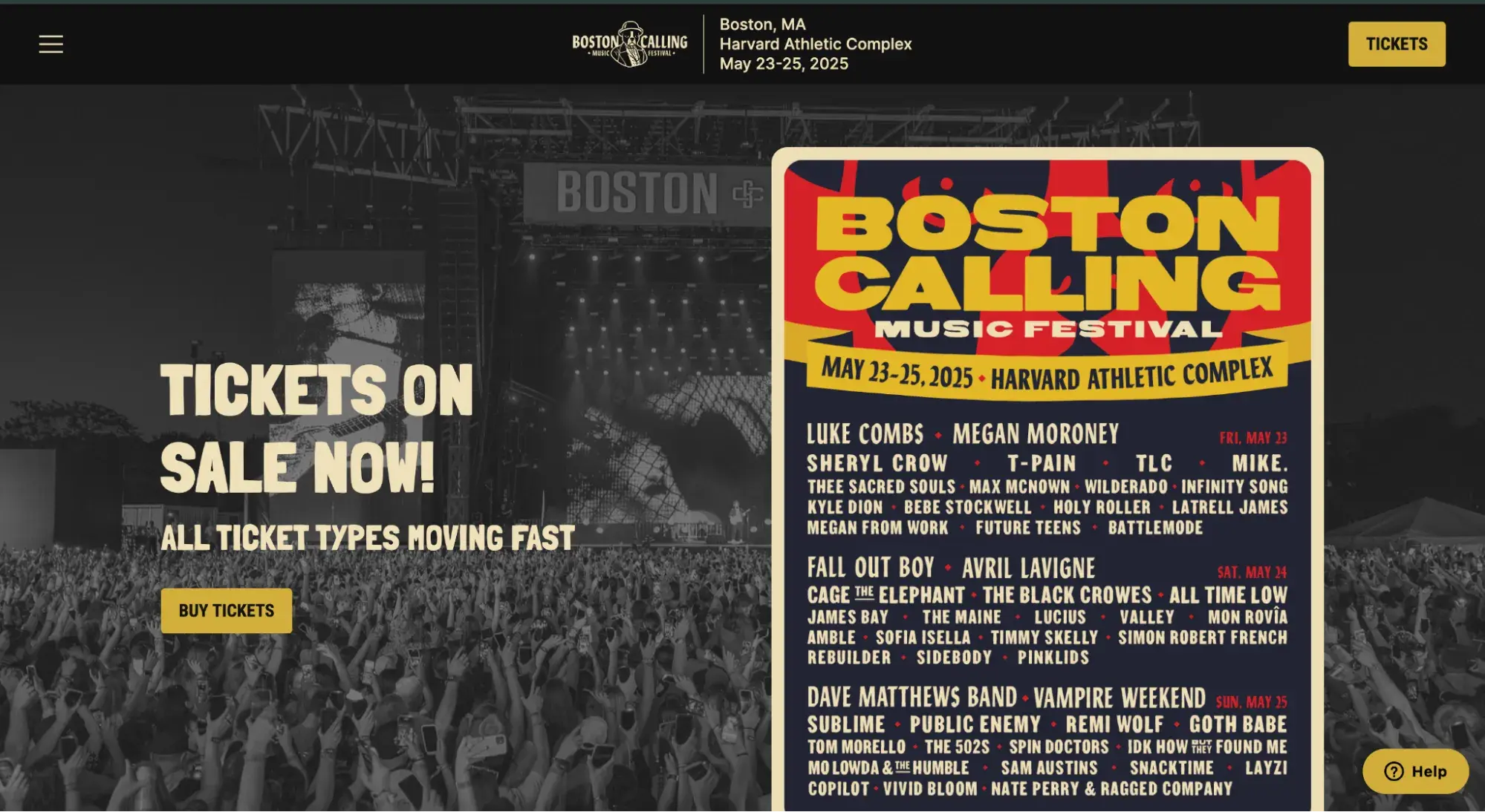 event website example: boston calling music festival