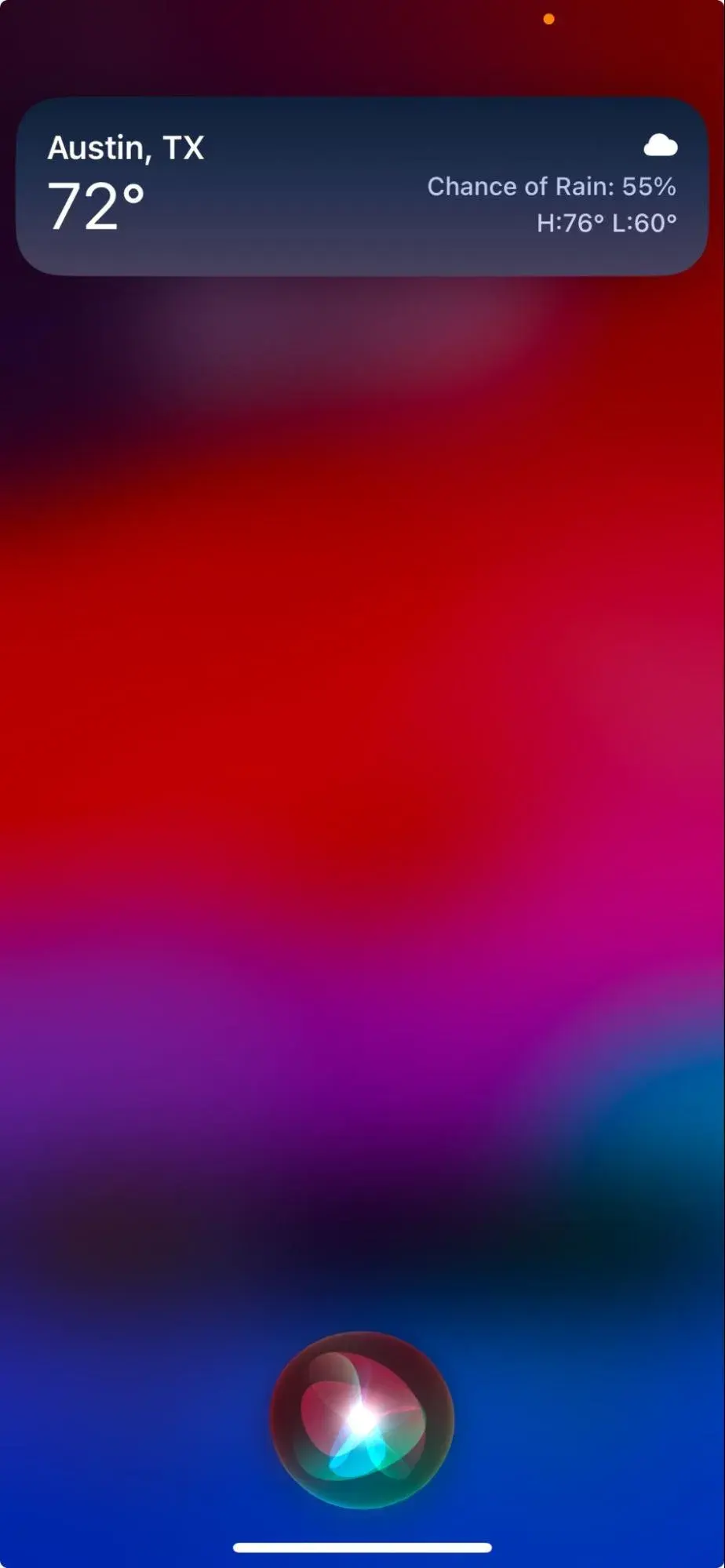 voice user interface example: siri showing the weather in austin, texas