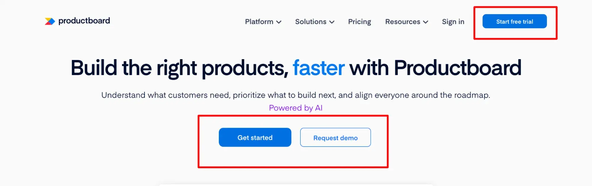 ui design elements: buttons on the productboard website