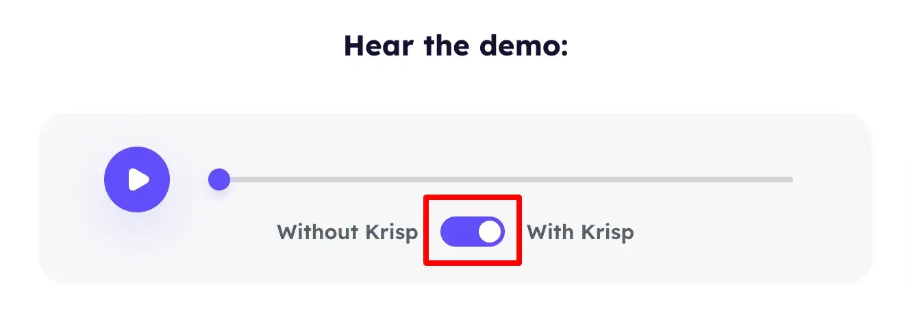 ui design elements: a toggle on the krisp website