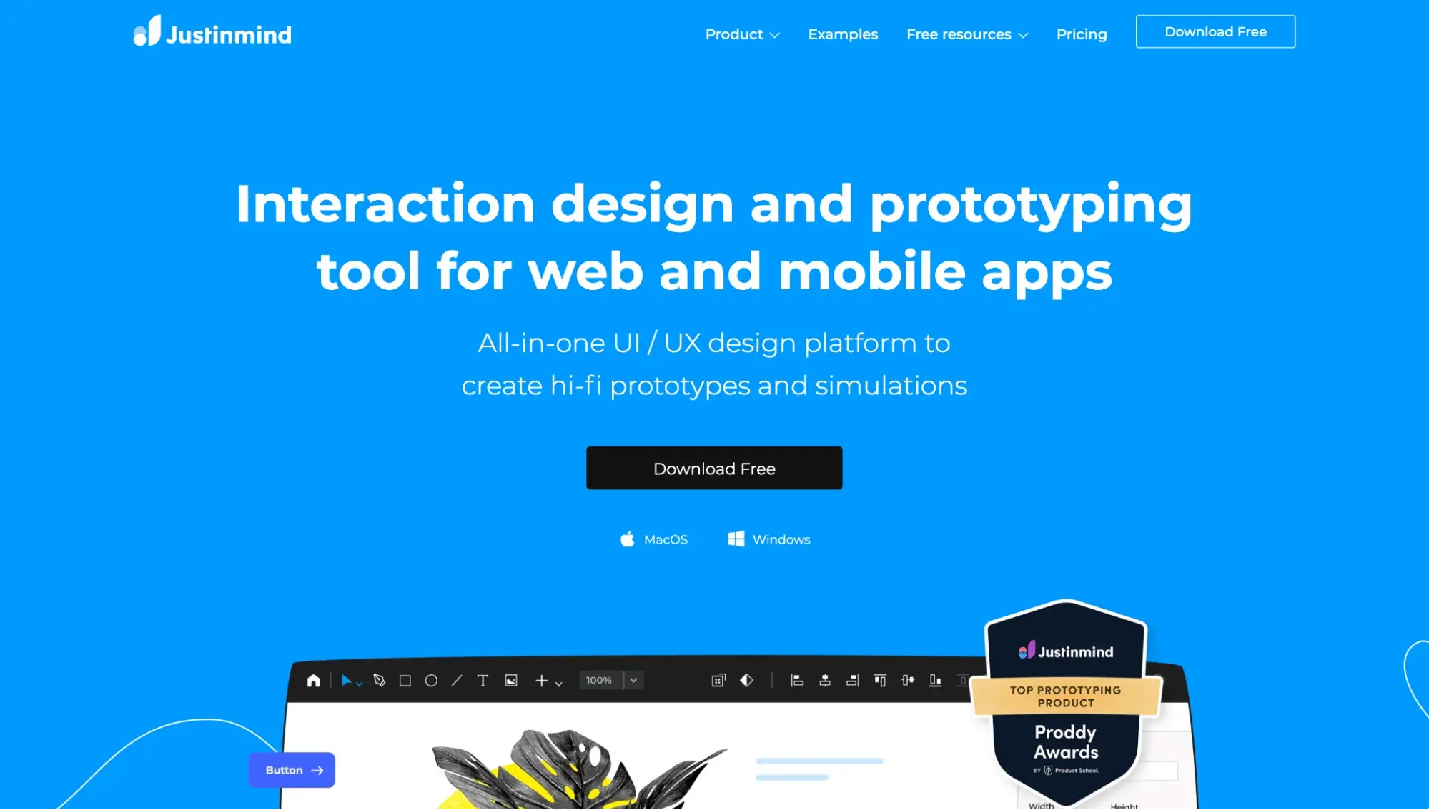 ui design tools: justinmind website