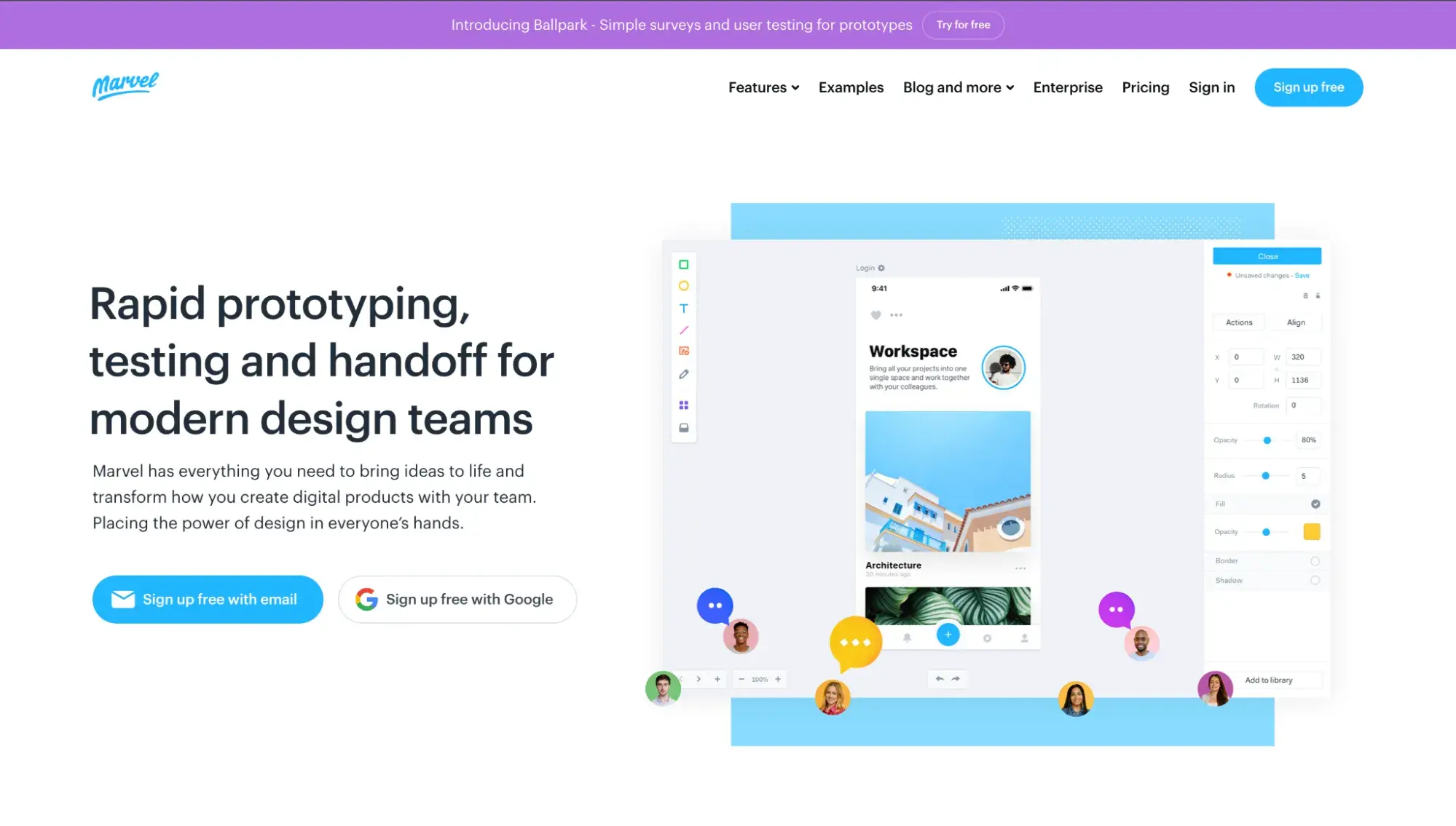 ui design tools: marvel website