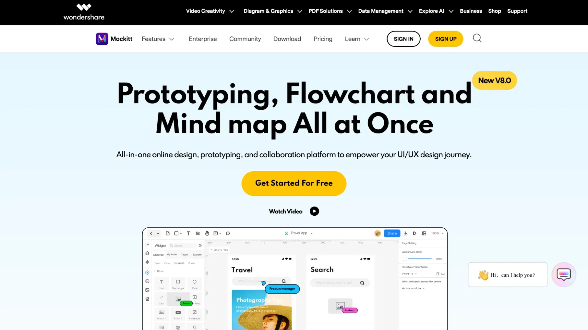 ui design tools: wondershare mockitt website