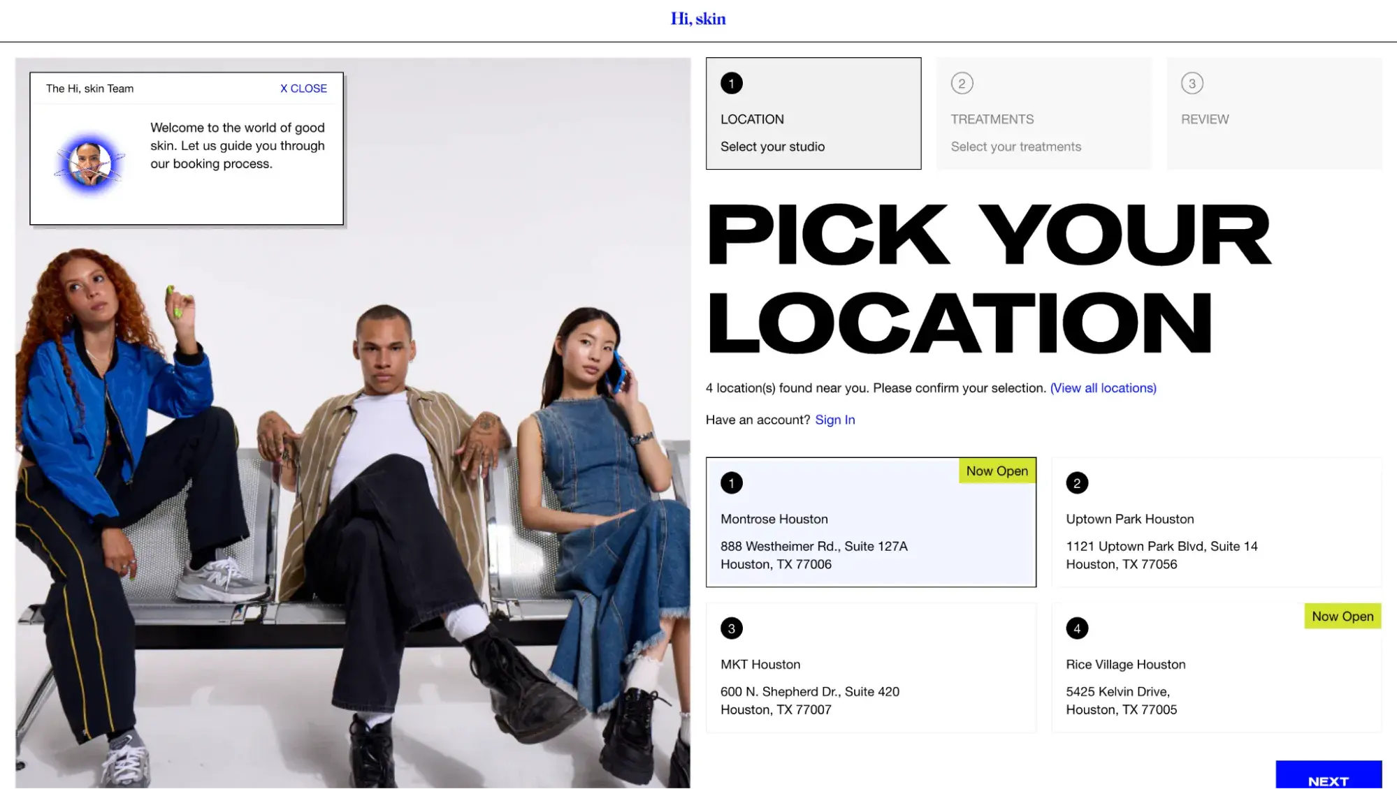 ui design examples: hi, skin booking page