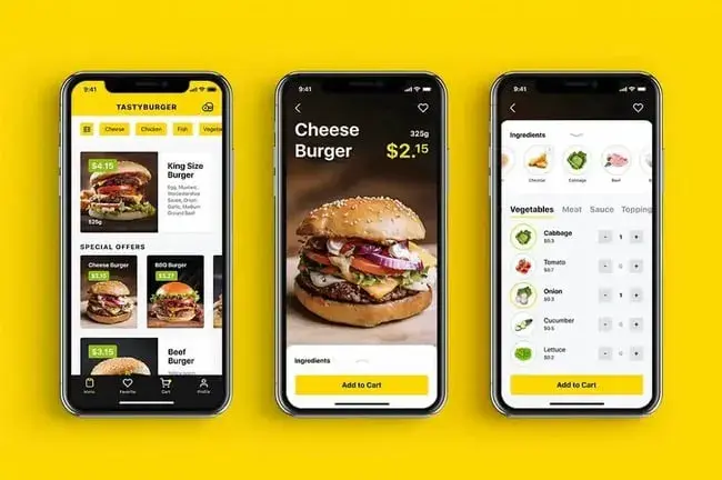 ui design examples: tasty burger mobile app