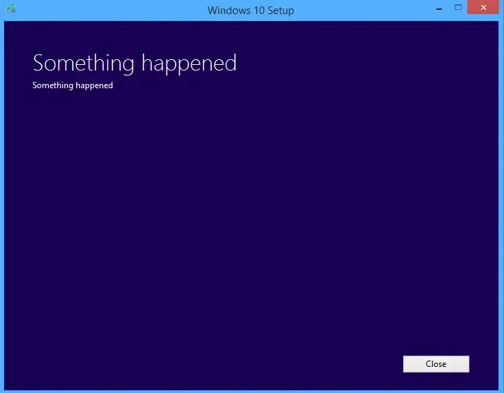 usability heuristics: a windows 10 error message reads, something happened, which is a bad example of recognize, diagnose, and recover from errors https://www.reddit.com/r/windows10/comments/3ezp5j/something_happened_during_my_windows_10/